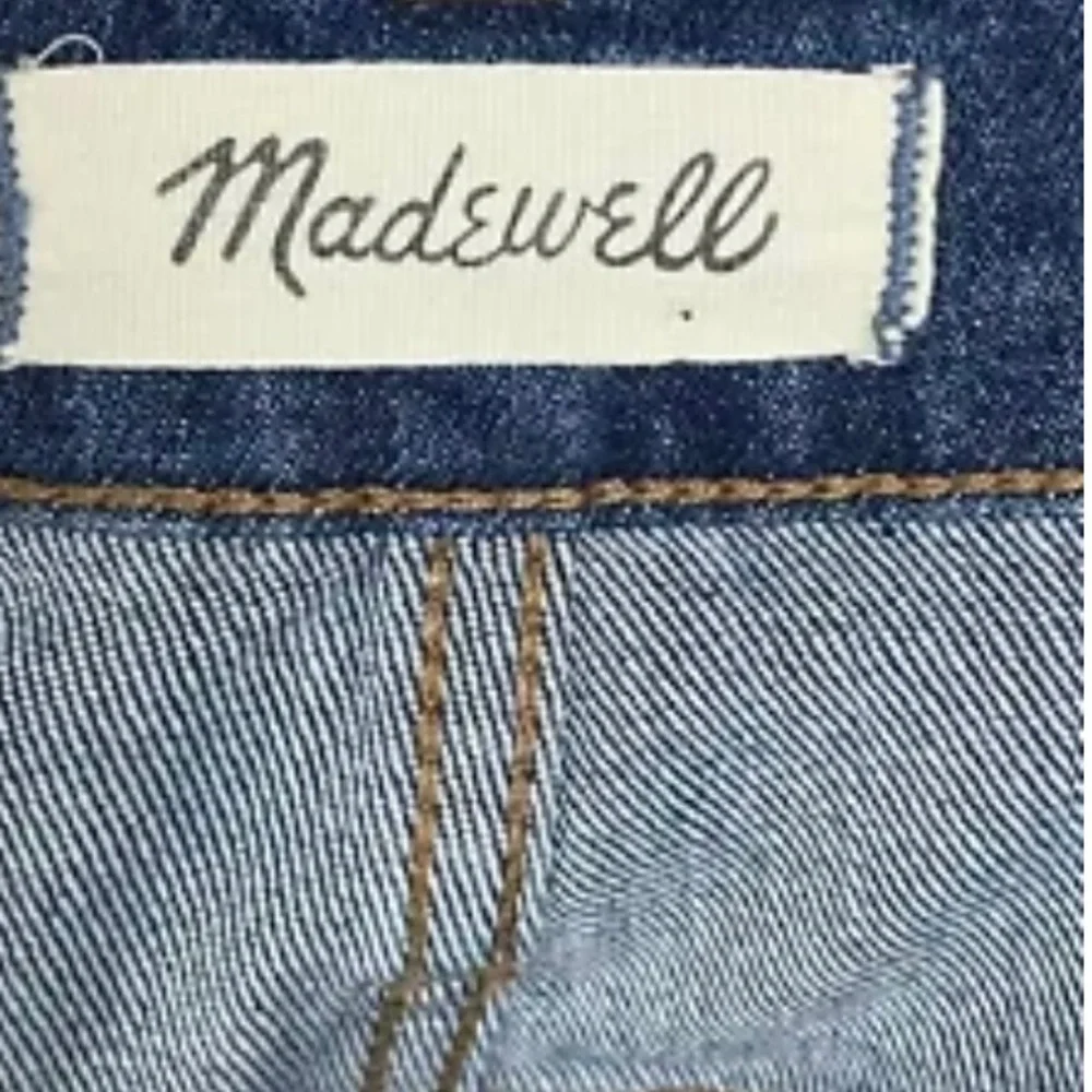MADEWELL Denim Jean Shorts Women’s SIZE 30 Hi-Rise Mid-Length Raw Hem Stretch - Picture 8 of 12